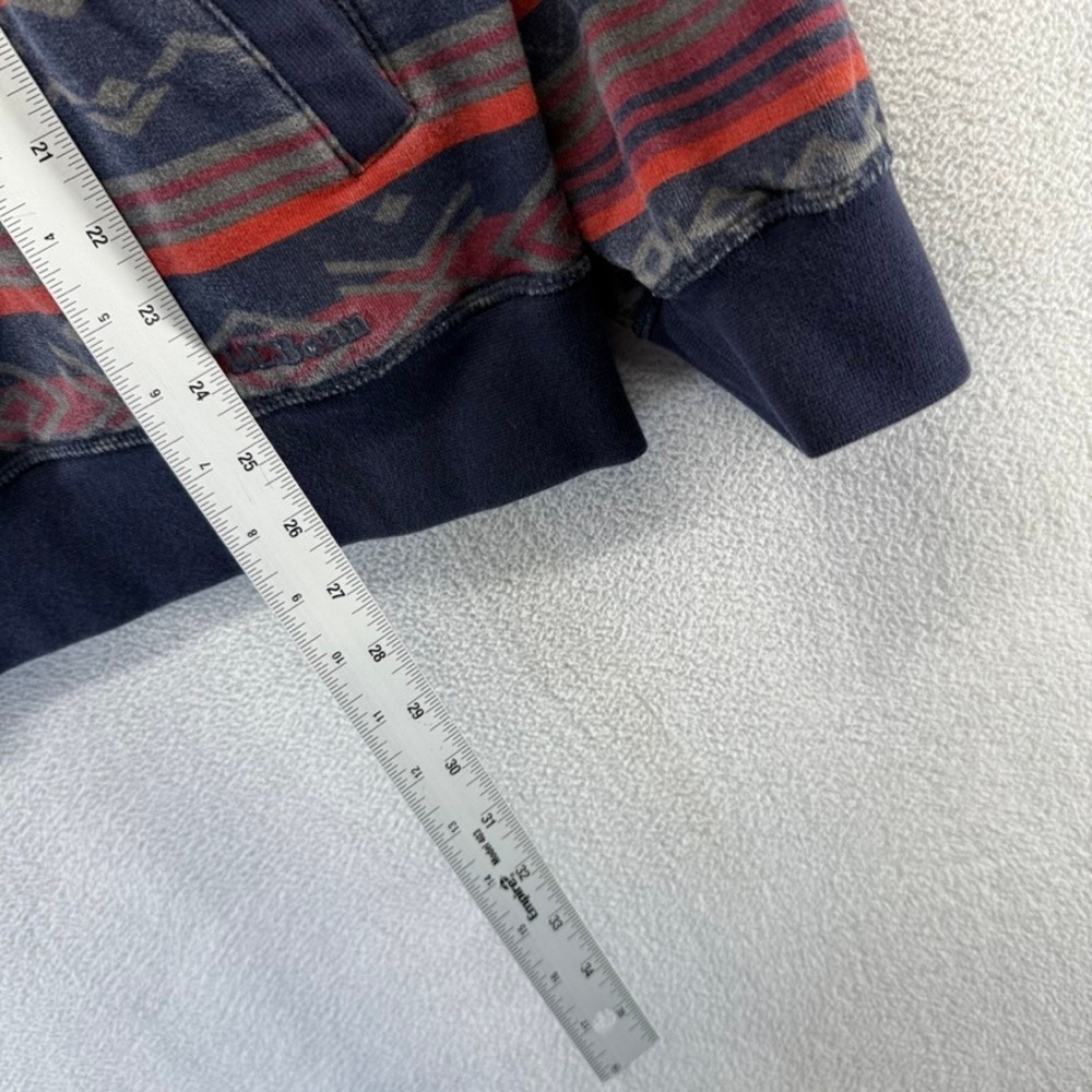 LL Bean Quarter Zip Sweater Men's Large Blue Red Aztec Southwestiern Pullover - Picture 2 of 8
